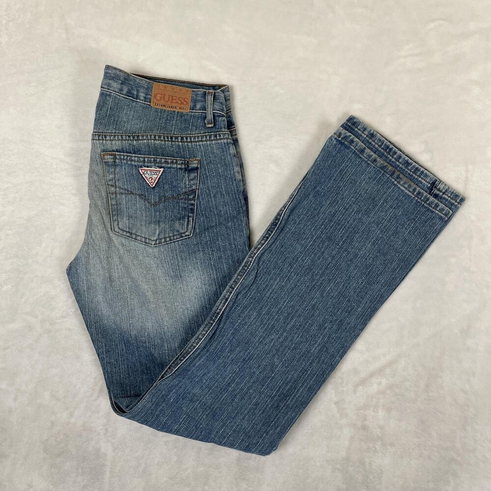Vintage Guess Jeans Womens 27 Straight Flare Blue Medium Wash Denim Y2K